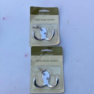 Robe Hooks Stainless Steel double hook Mainstays NIP